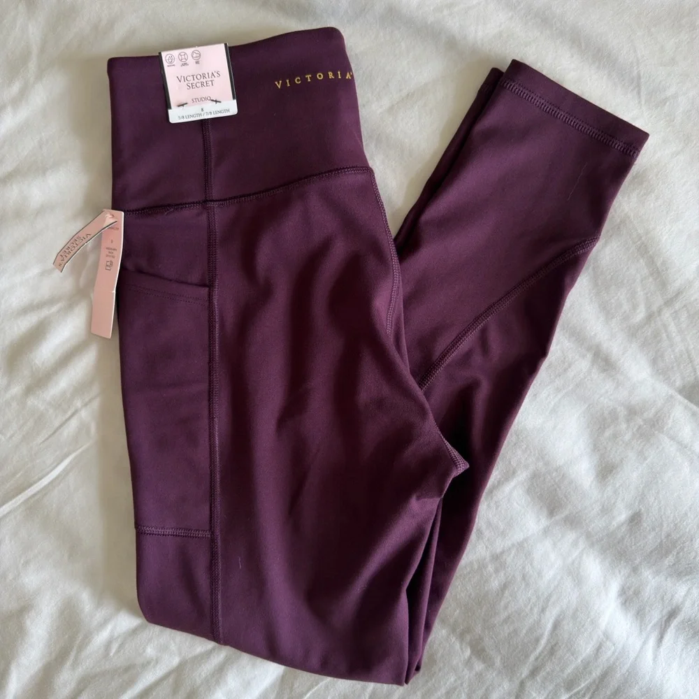 Victoria's Secret Studio 7/8 Legging | High Rise Burgundy Workout Size 8 NWT Y2K - Picture 6 of 12